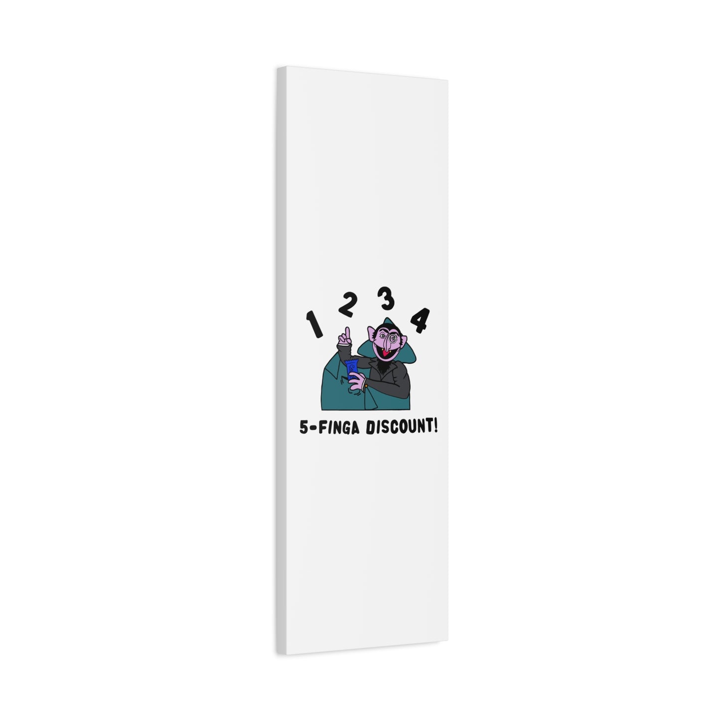 Five Finger Discount Canvas Print White - Sesame Street The Count Parody Art Print