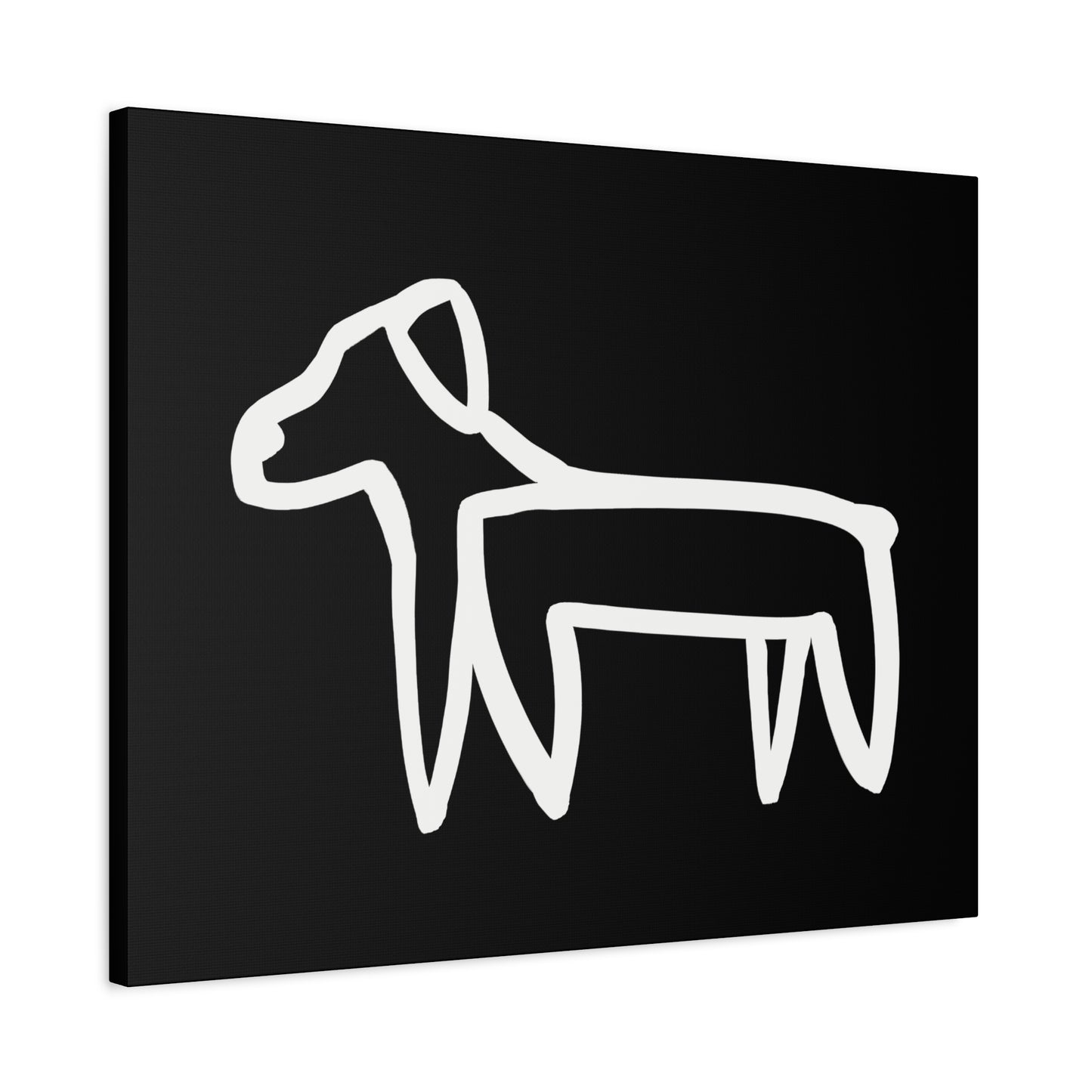 Dog Canvas Print on Black (Transparent Style White Dog) - Dog Art Print