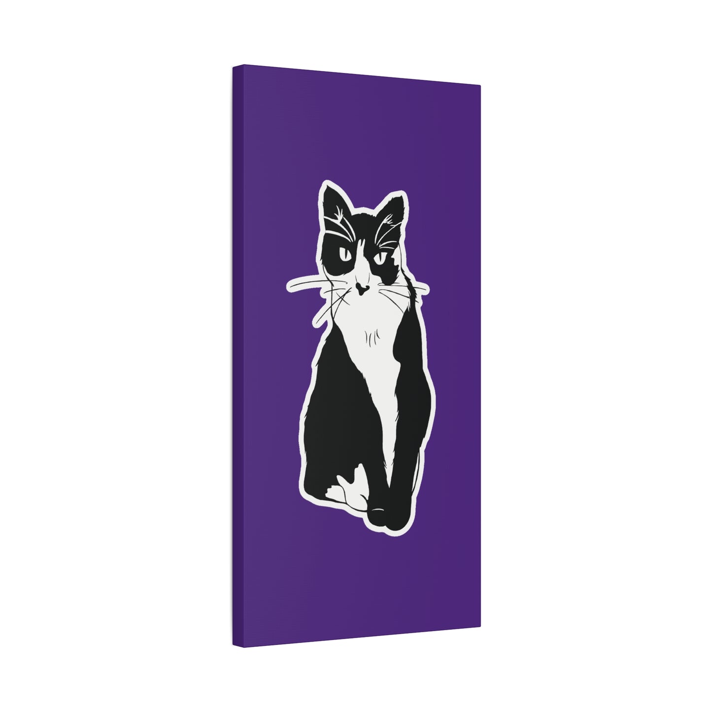 Cat Canvas Print on Purple (Sticker Style Cat) - Cat Drawing Art
