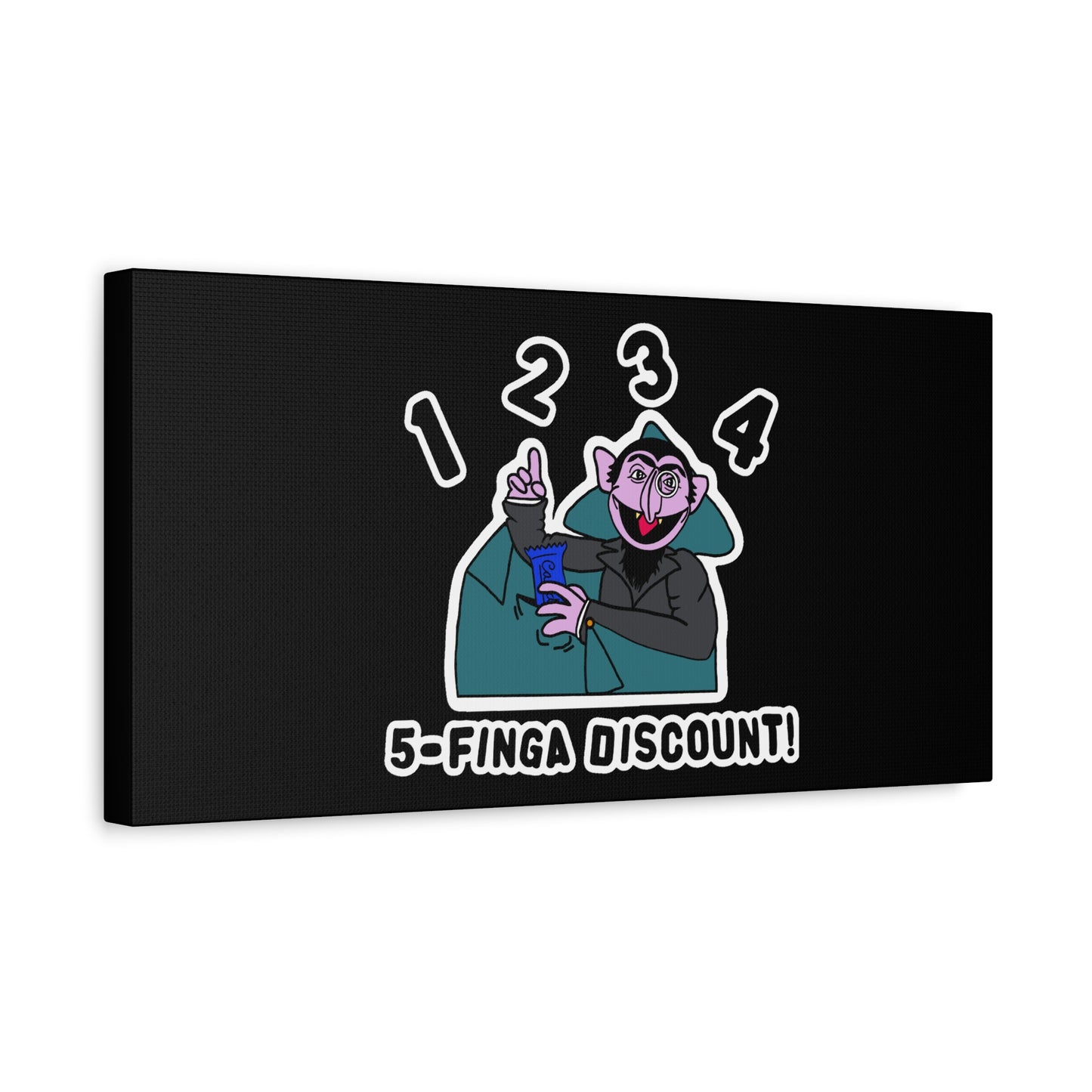 Five Finger Discount Canvas Print Black - Sesame Street The Count Parody Art Print