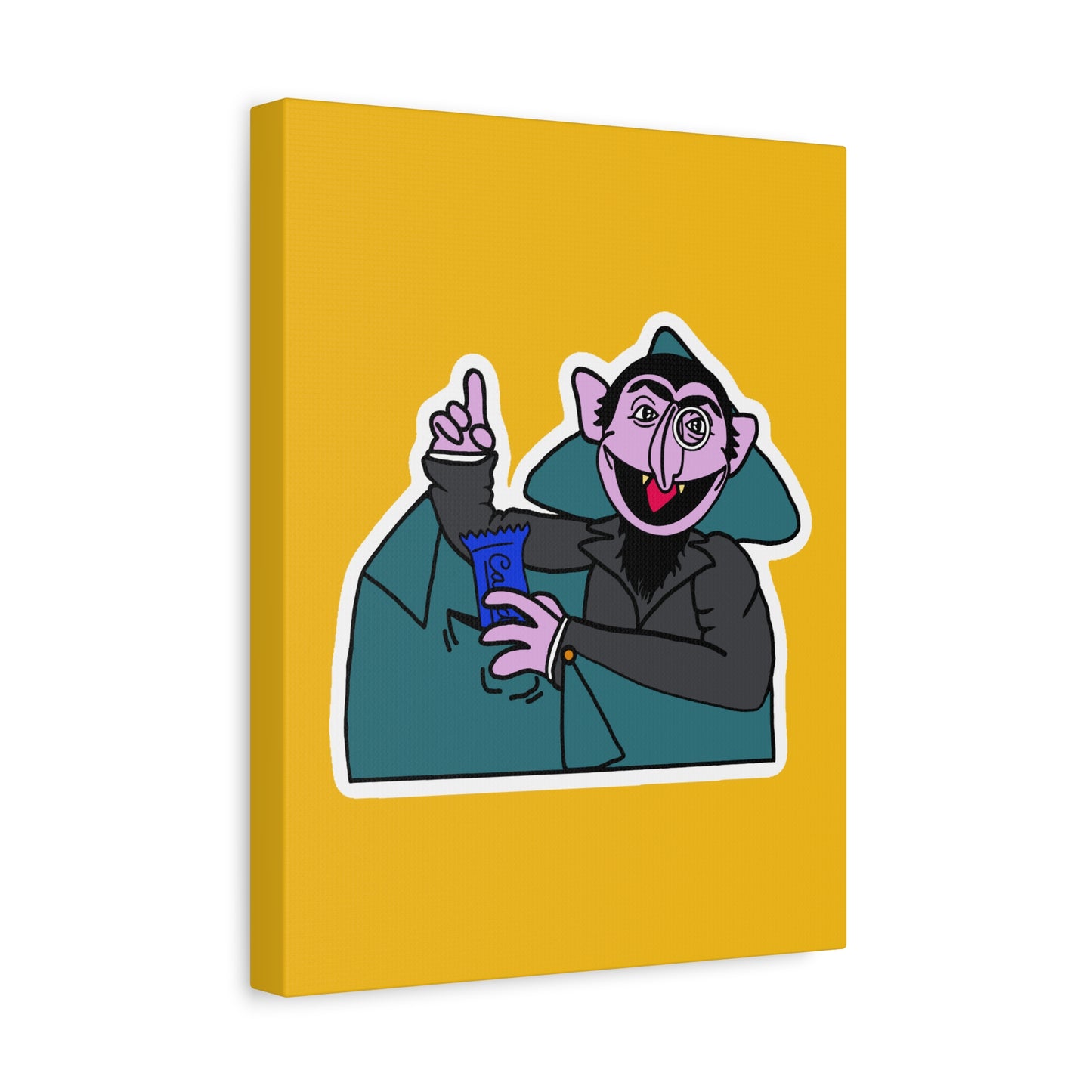 The Count Stealing Candy Canvas Print Yellow - Sesame Street The Count Parody Art