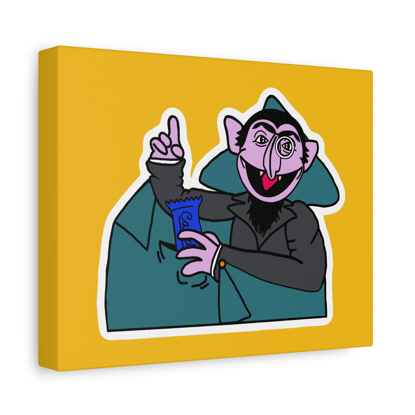 The Count Stealing Candy Canvas Print Yellow - Sesame Street The Count Parody Art