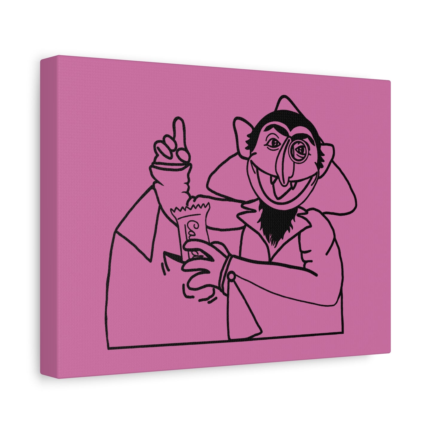 The Count Stealing Candy Outline Canvas Print Light Pink - Sesame Street The Count Parody Art