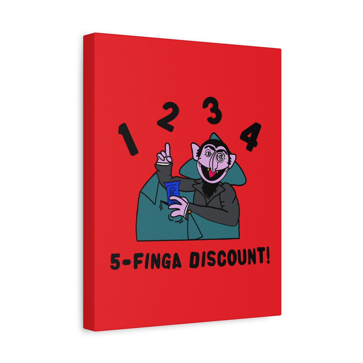 Five Finger Discount Canvas Print Red - Sesame Street The Count Parody Art Print