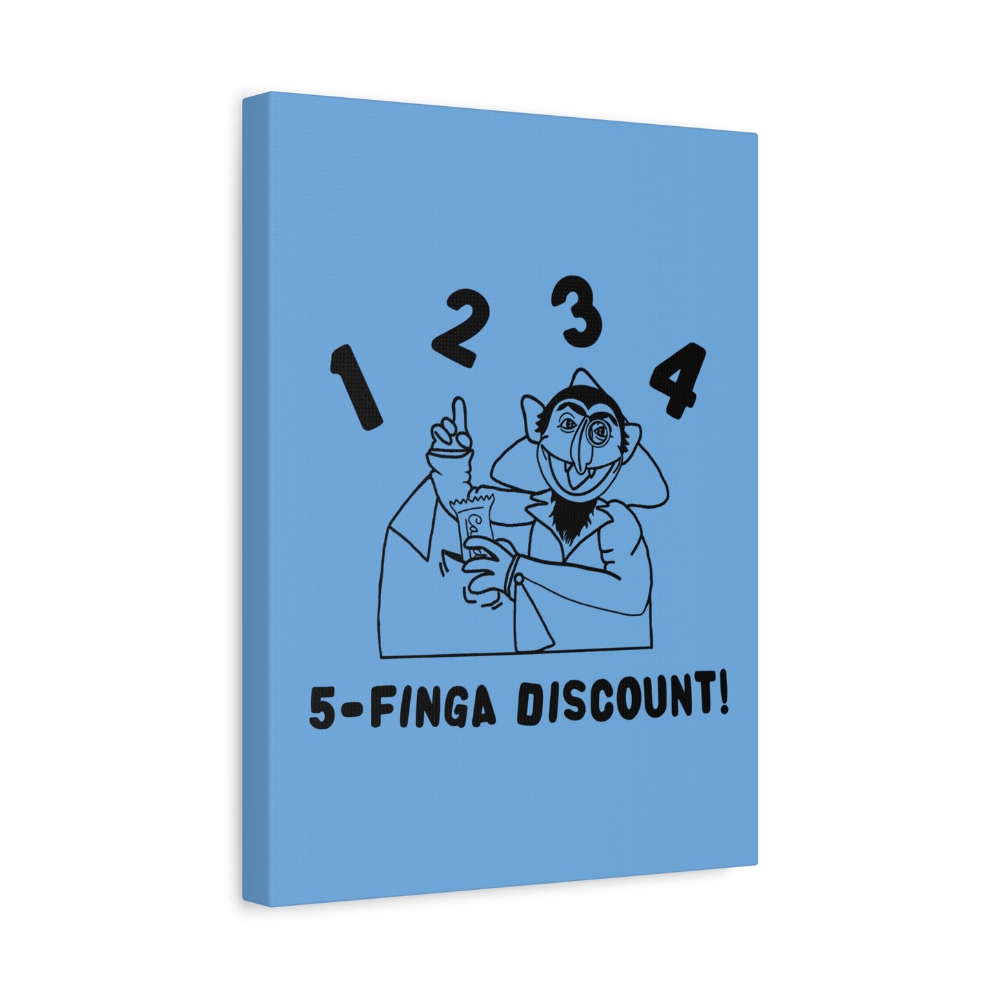 Five Finger Discount Outline Canvas Print Light Blue - Sesame Street The Count Parody Art Print