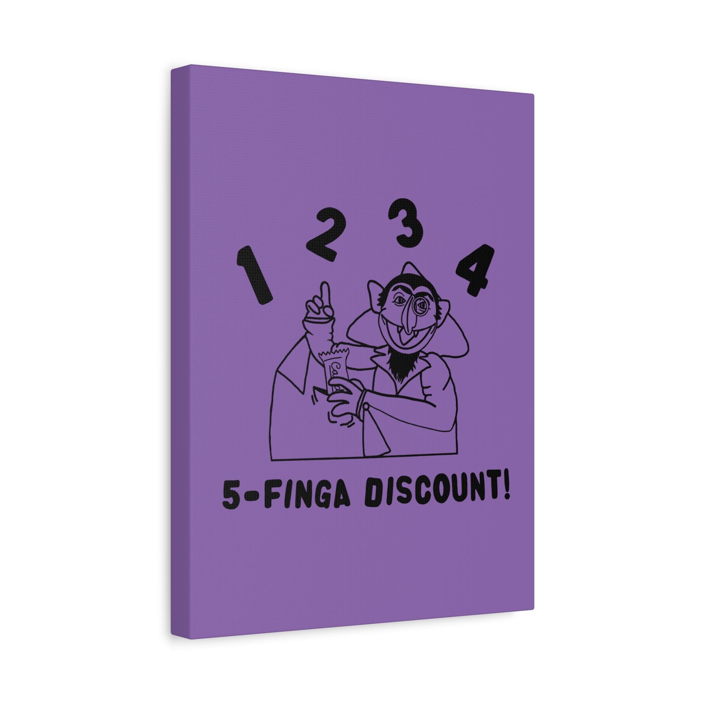Five Finger Discount Outline Canvas Print Light Purple - Sesame Street The Count Parody Art Print