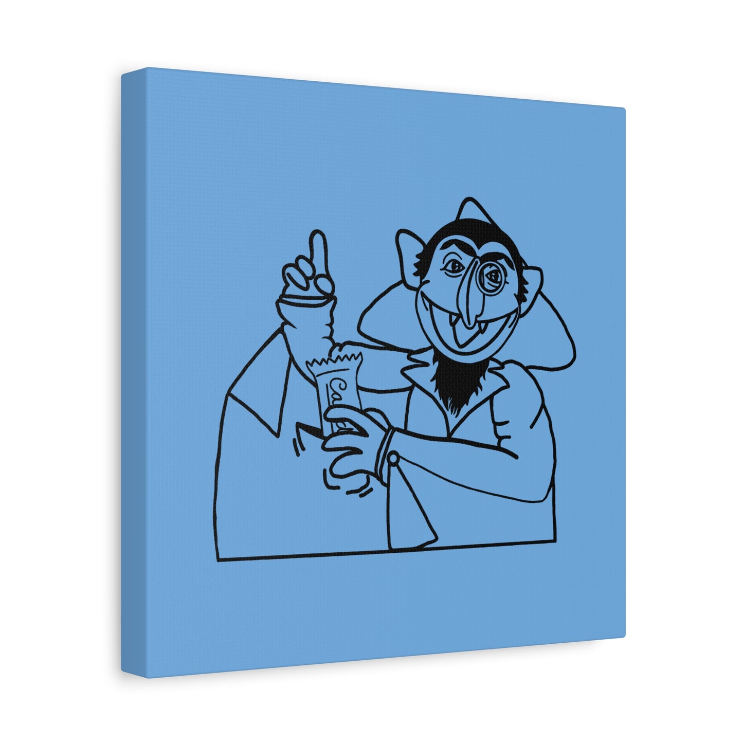 The Count Stealing Candy Outline Canvas Print Light Blue - Sesame Street The Count Parody Art