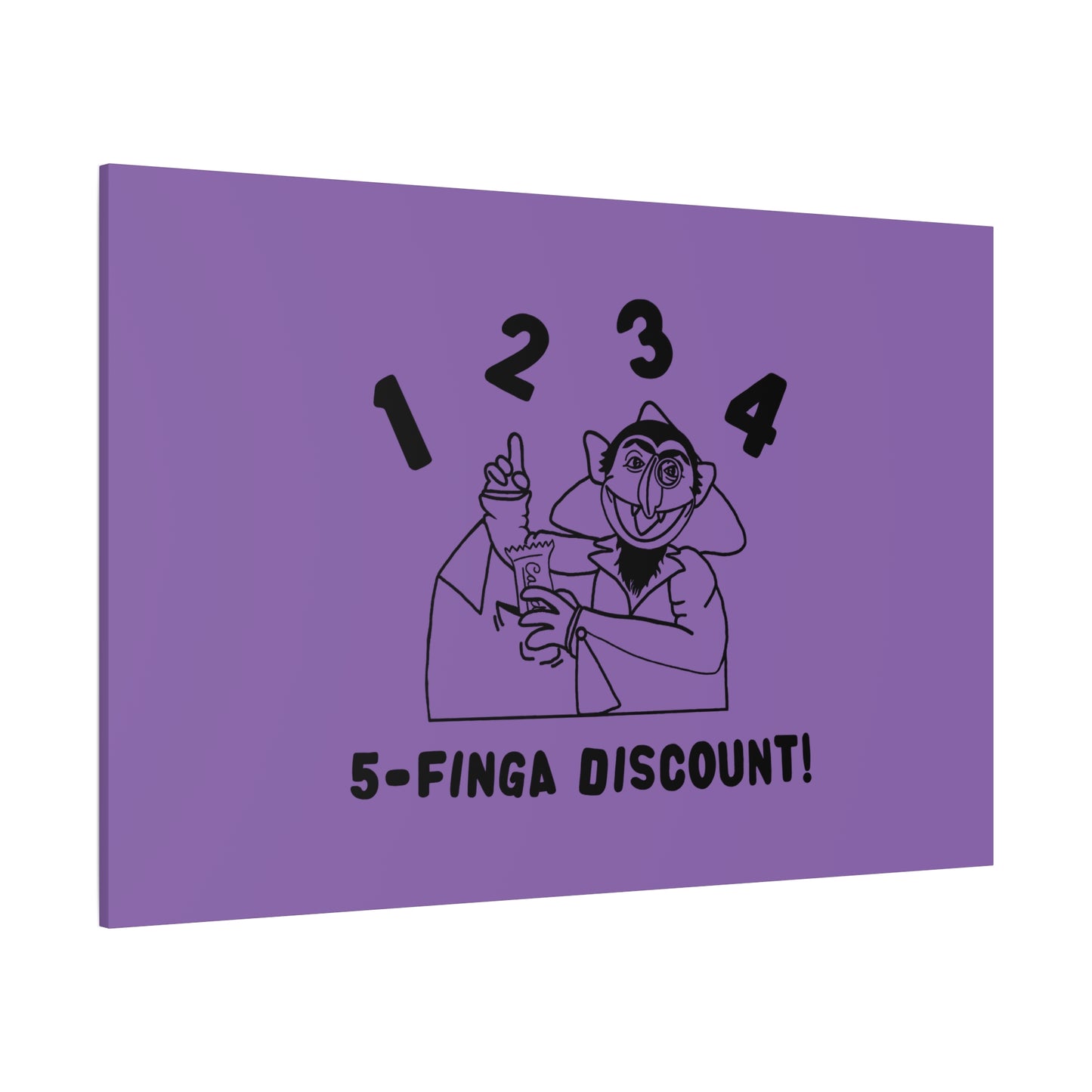 Five Finger Discount Outline Canvas Print Light Purple - Sesame Street The Count Parody Art Print