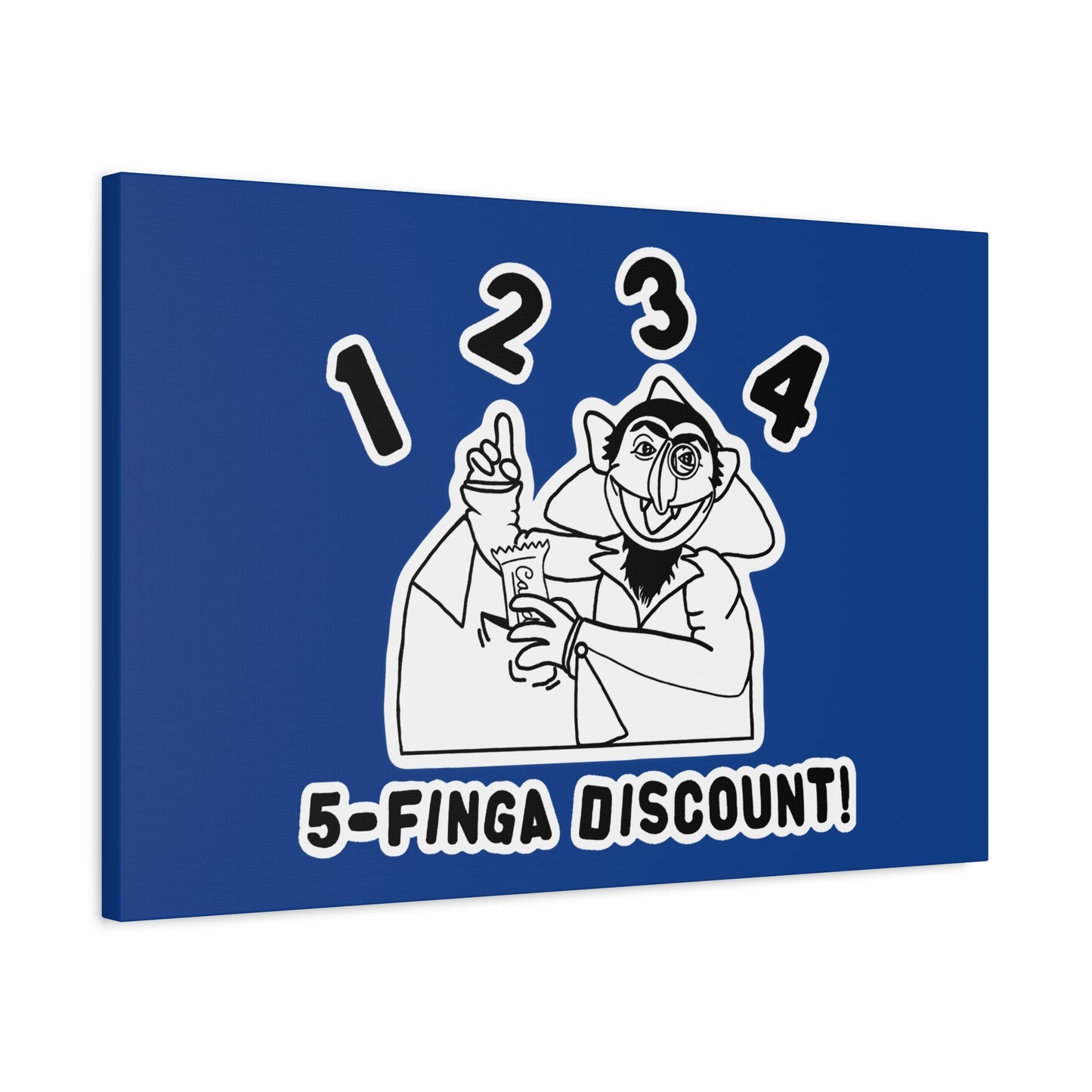 Five Finger Discount Outline Canvas Print Dark Blue - Sesame Street The Count Parody Art Print