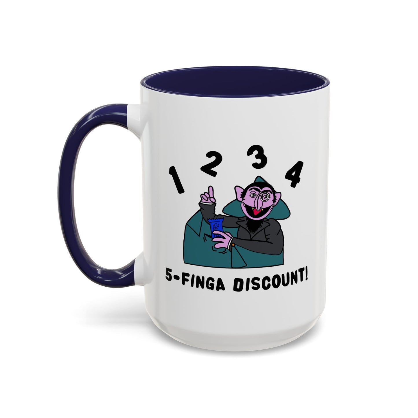 Five Finger Discount Accent Coffee Mug - Sesame Street The Count Parody Coffee Mug