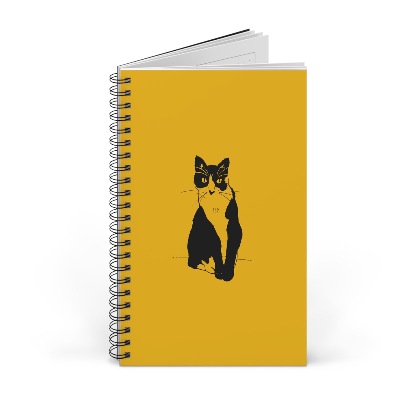 Cat Notebook in Yellow (Transparent Style Cat) - Cat Spiral Notebook