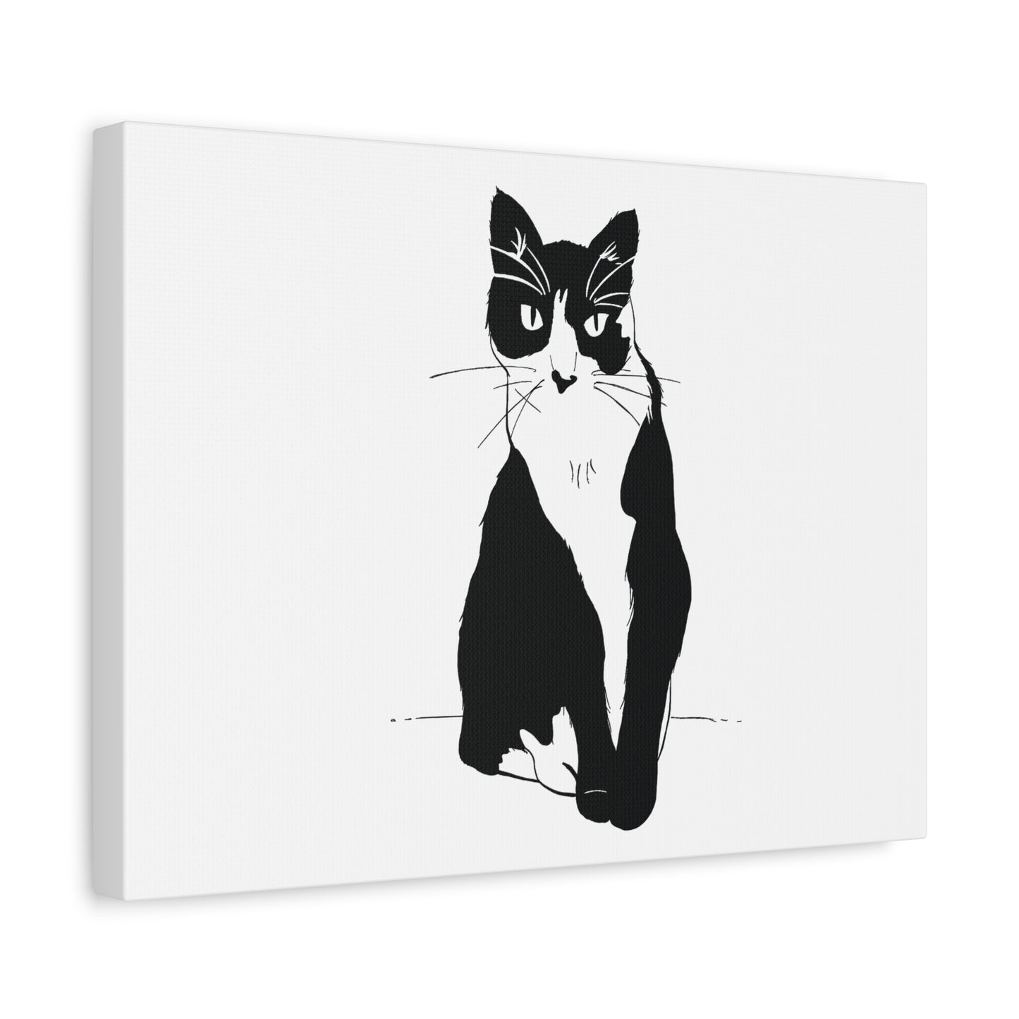 Cat Canvas Print on White (Transparent Style Cat) - Cat Drawing Art