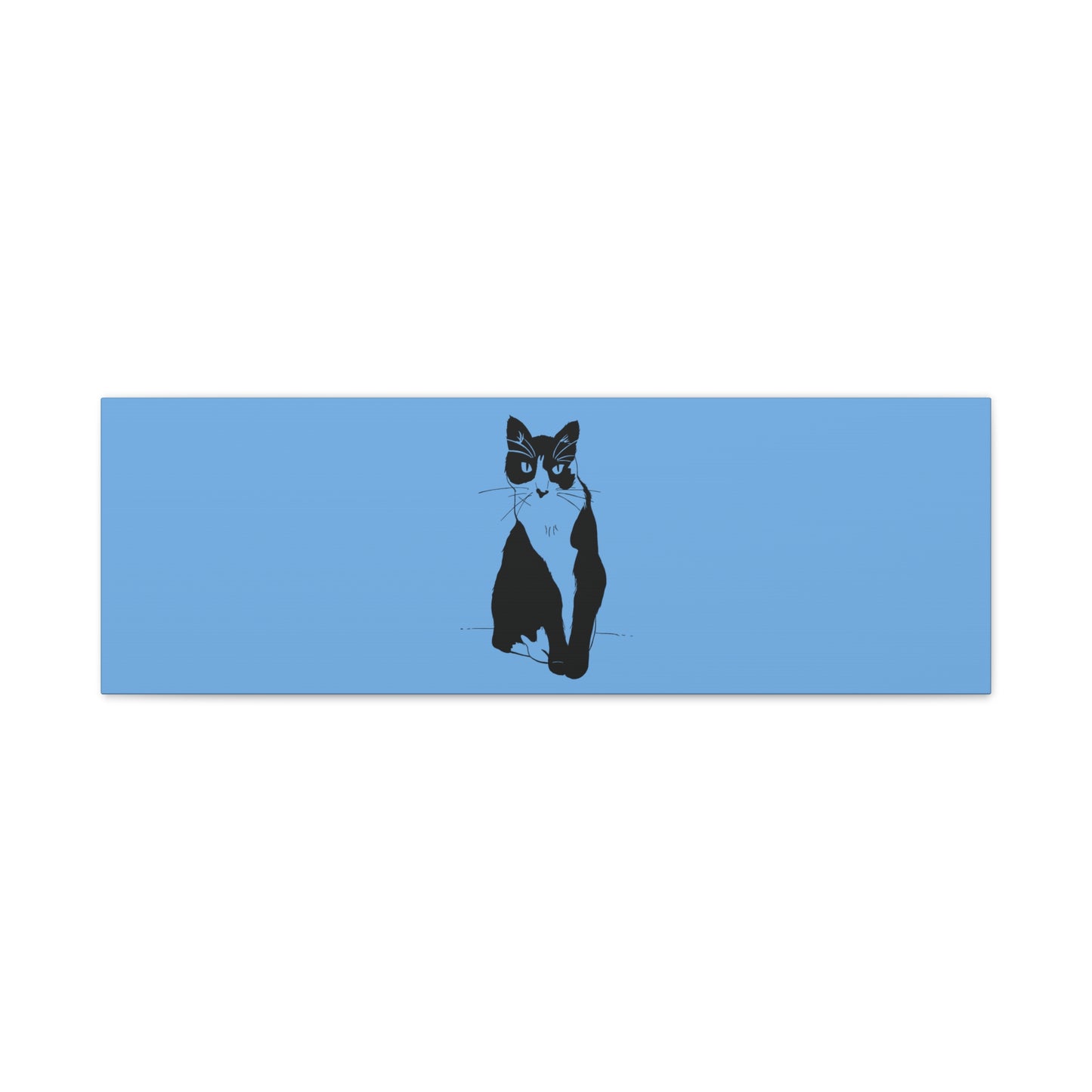 Cat Canvas Print on Light Blue (Transparent Style Cat) - Cat Drawing Art