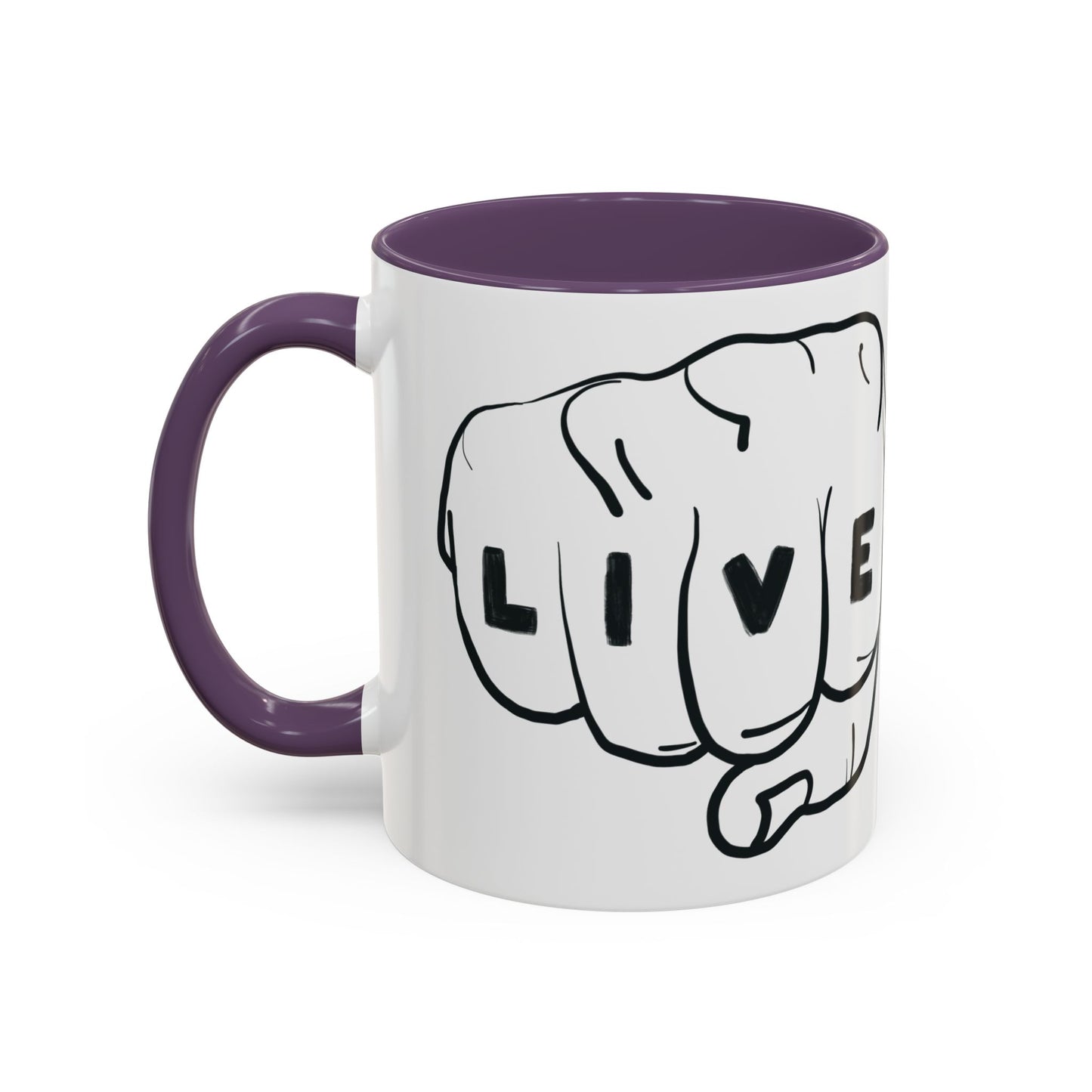 Live Loud Knuckle Tats Tattooed Fists Loudest Accent Mug