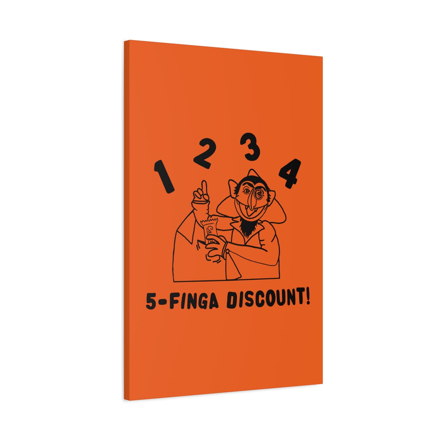 Five Finger Discount Outline Canvas Print Orange - Sesame Street The Count Parody Art Print