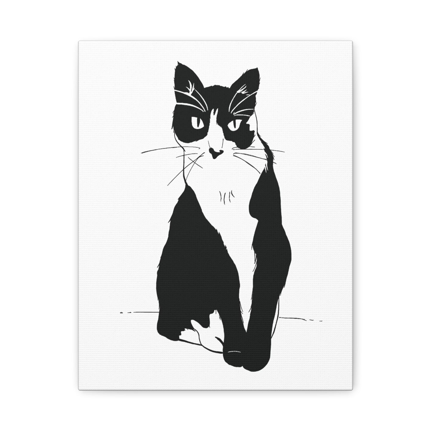 Cat Canvas Print on White (Transparent Style Cat) - Cat Drawing Art