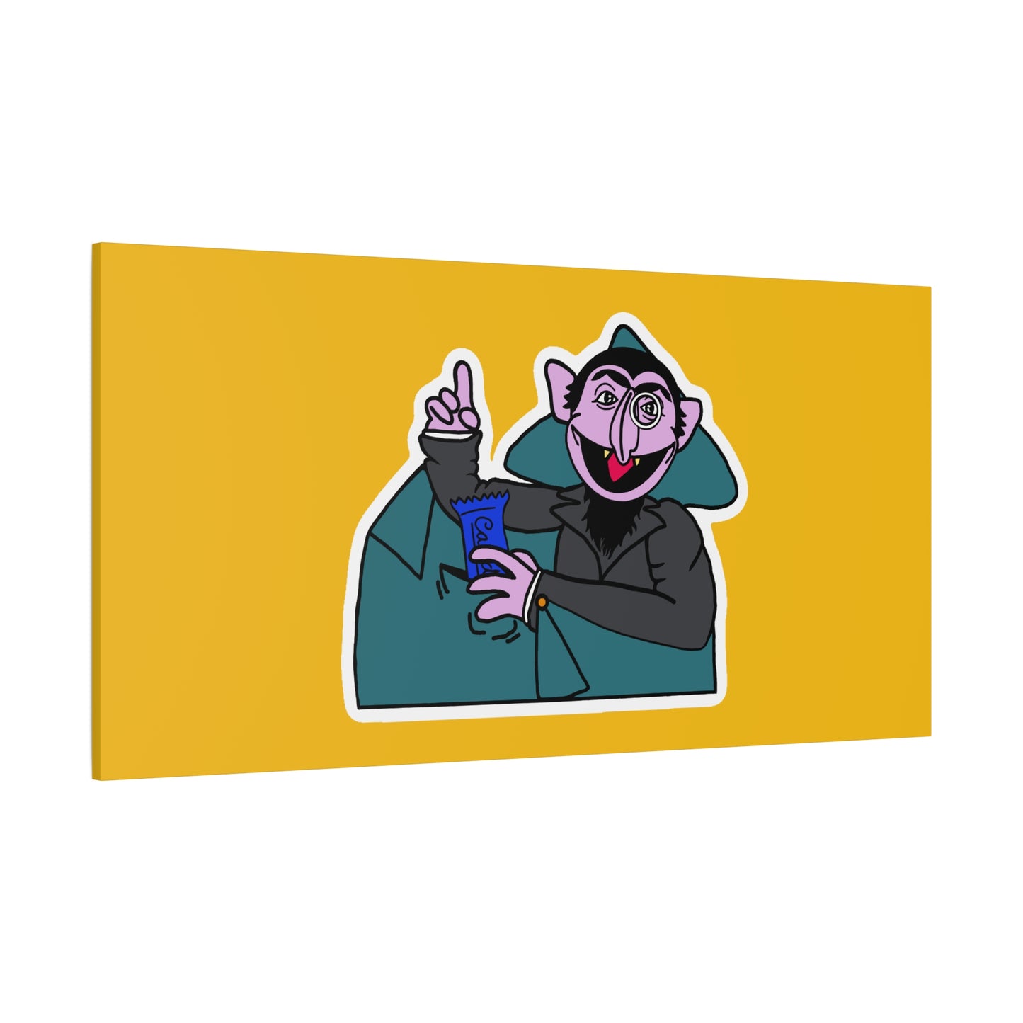 The Count Stealing Candy Canvas Print Yellow - Sesame Street The Count Parody Art