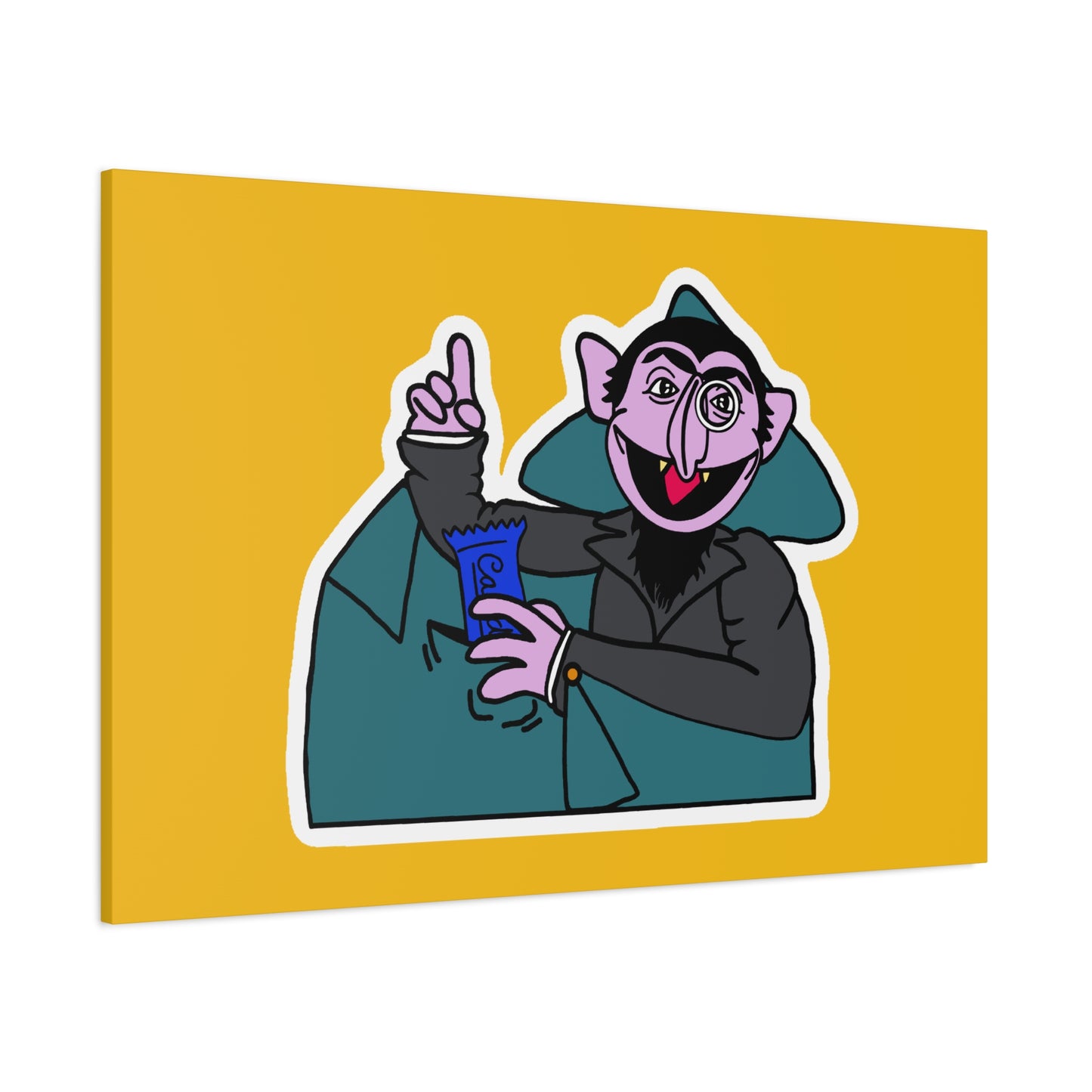 The Count Stealing Candy Canvas Print Yellow - Sesame Street The Count Parody Art