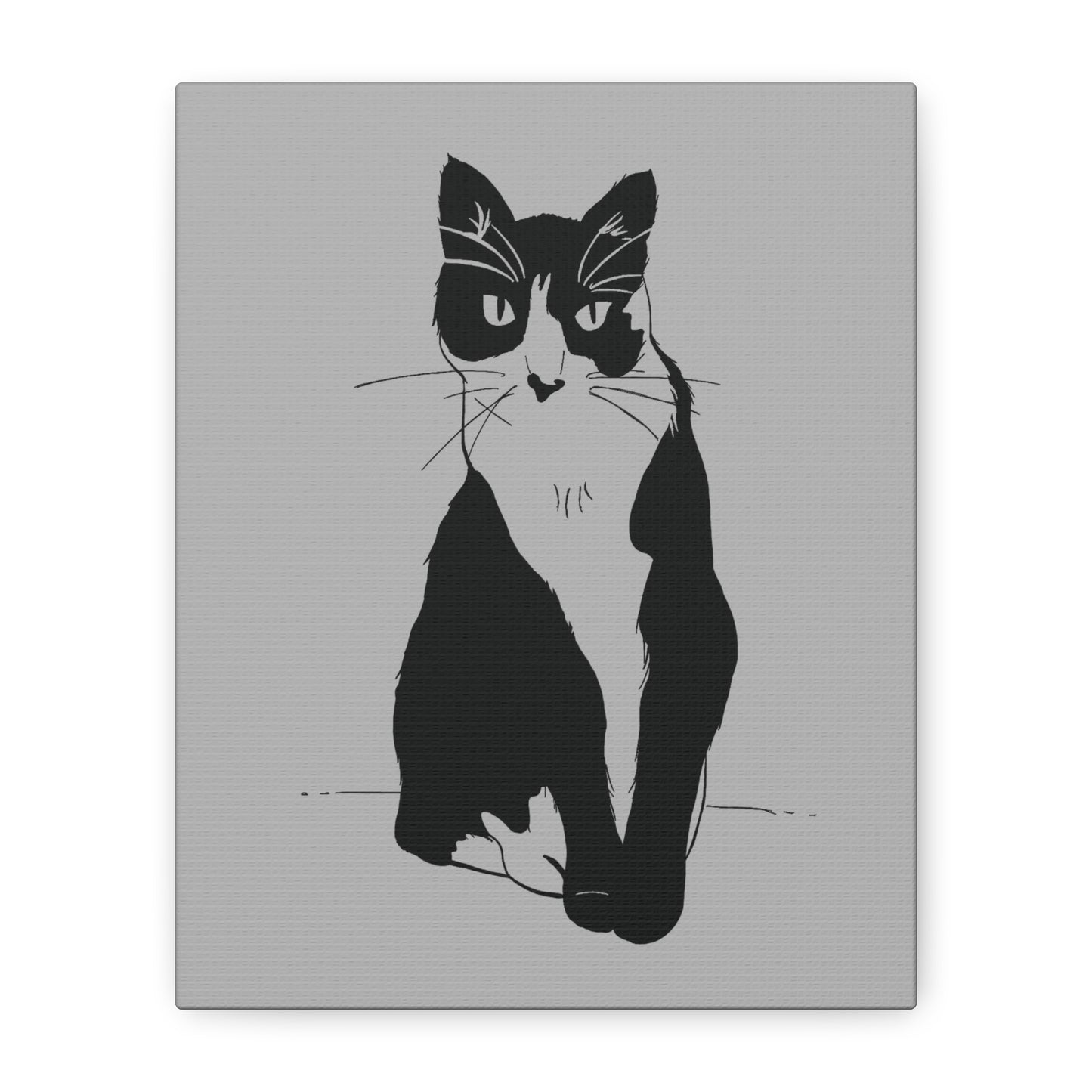 Cat Canvas Print on Grey (Transparent Style Cat) - Cat Drawing Art