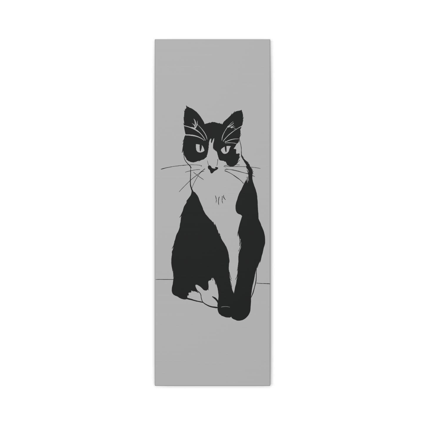 Cat Canvas Print on Grey (Transparent Style Cat) - Cat Drawing Art