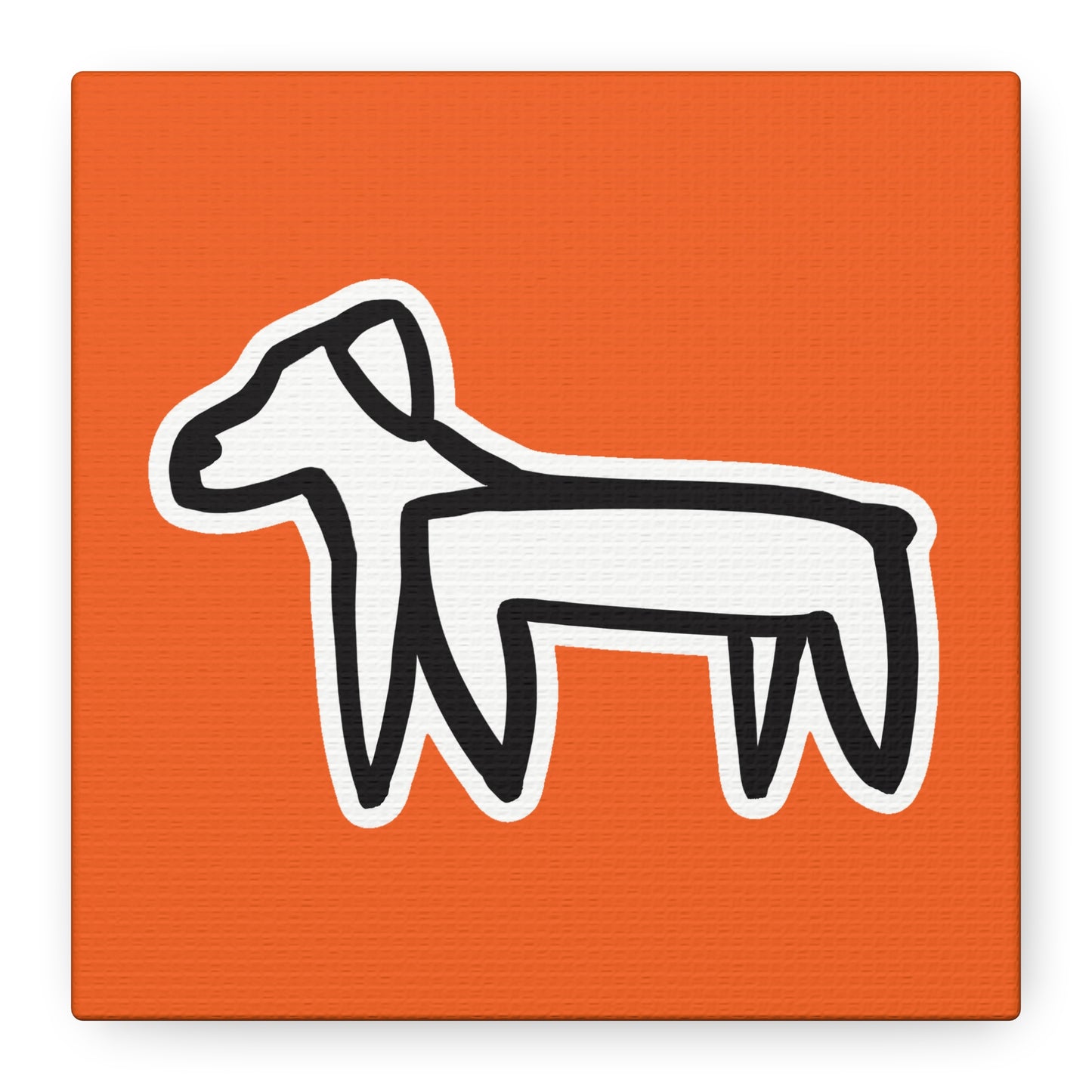 Dog Canvas Print on Orange (Sticker Style White Dog) - Dog Art Print