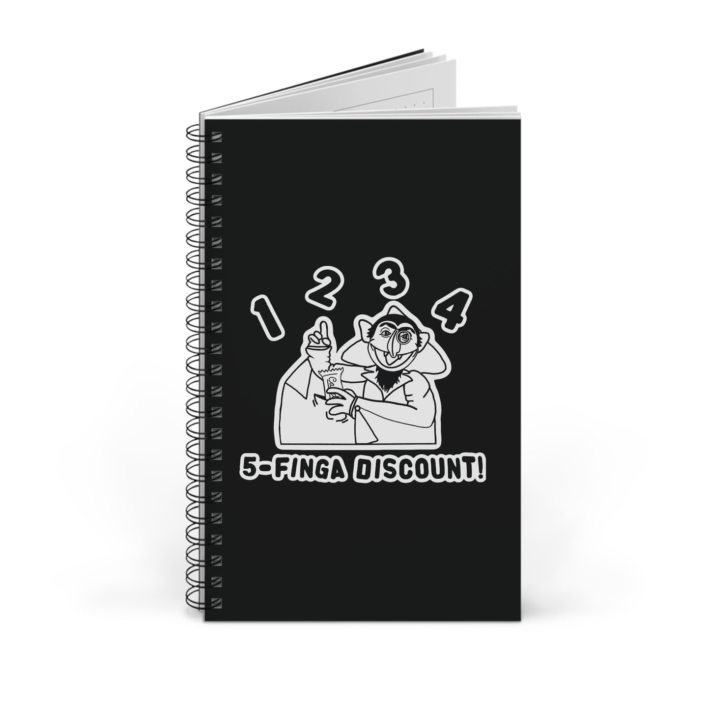 Five Finger Discount Outline Notebook Black - Sesame Street The Count Parody Notebook