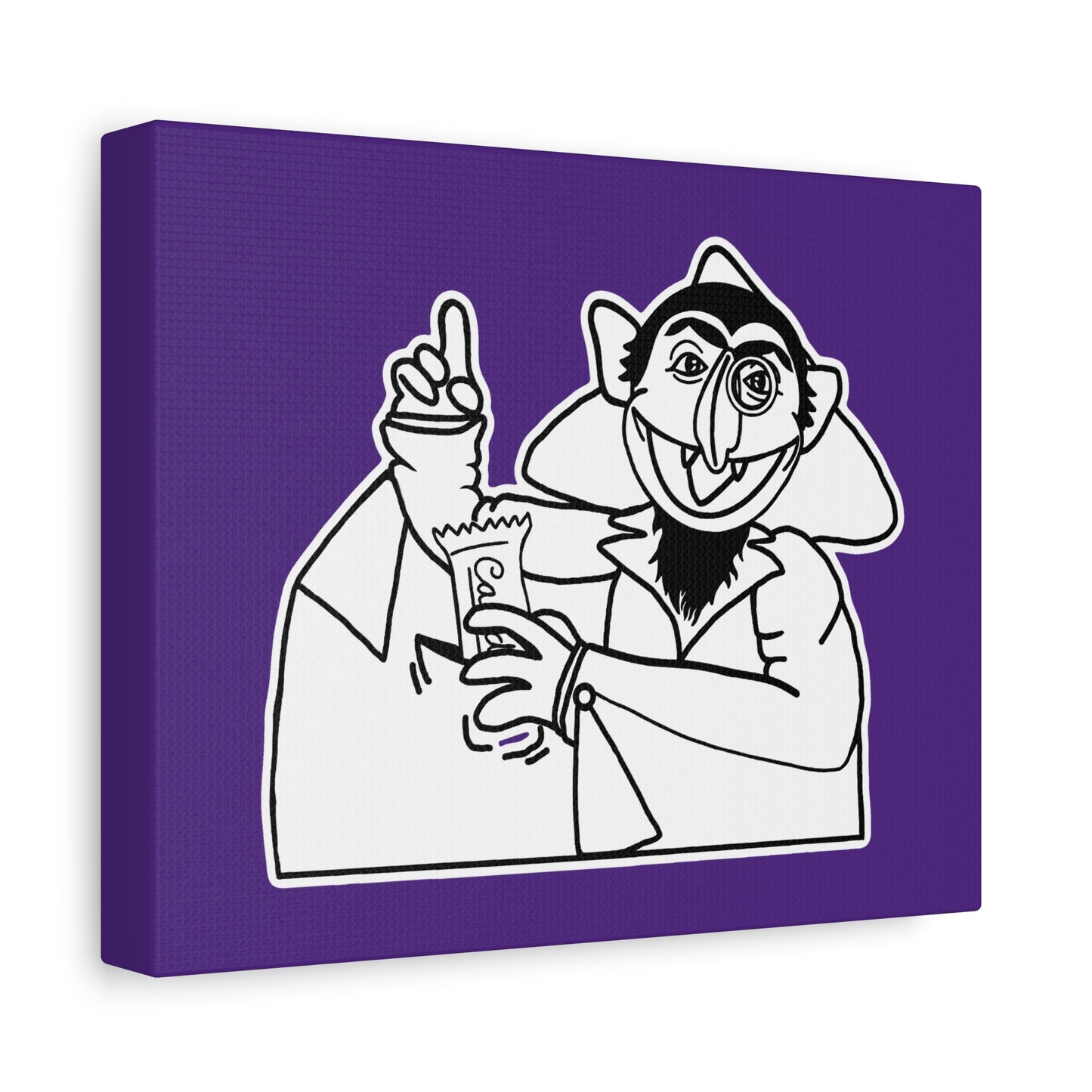 The Count Stealing Candy Outline Canvas Print Purple - Sesame Street The Count Parody Art