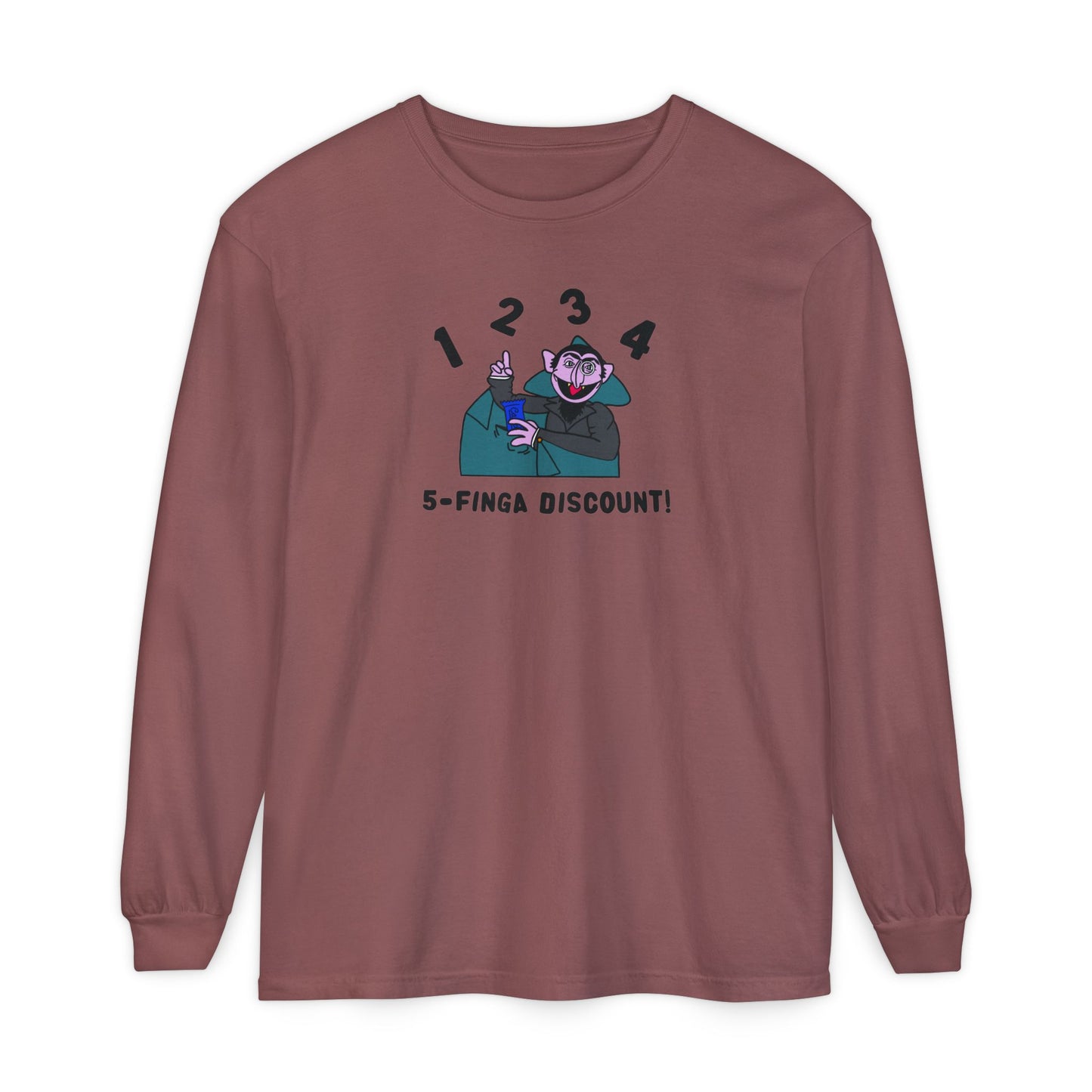 Five Finger Discount Long Sleeve Tee - Sesame Street The Count 5-Finger Discount Shirt