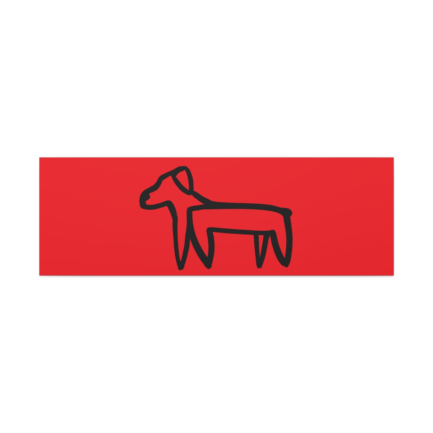 Dog Canvas Print on Red (Transparent Style Black Dog) - Dog Drawing Canvas