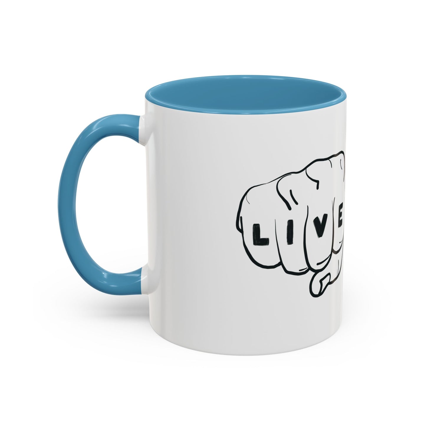 Live Loud Knuckle Tats Tattooed Fists Accent Mug