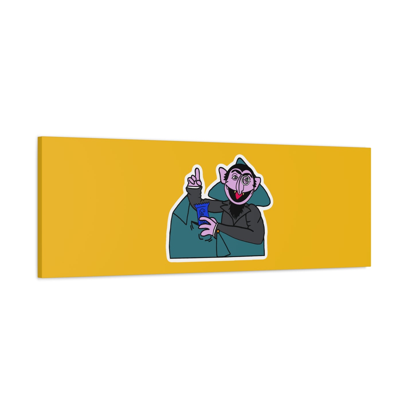 The Count Stealing Candy Canvas Print Yellow - Sesame Street The Count Parody Art
