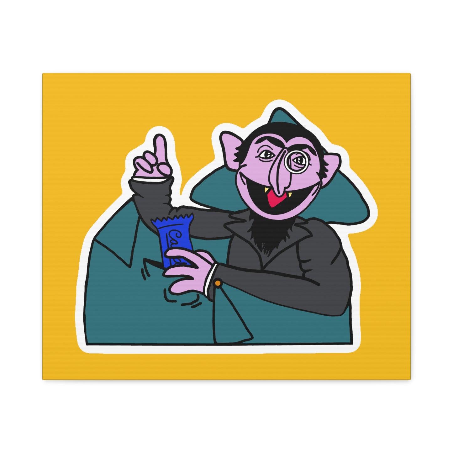 The Count Stealing Candy Canvas Print Yellow - Sesame Street The Count Parody Art