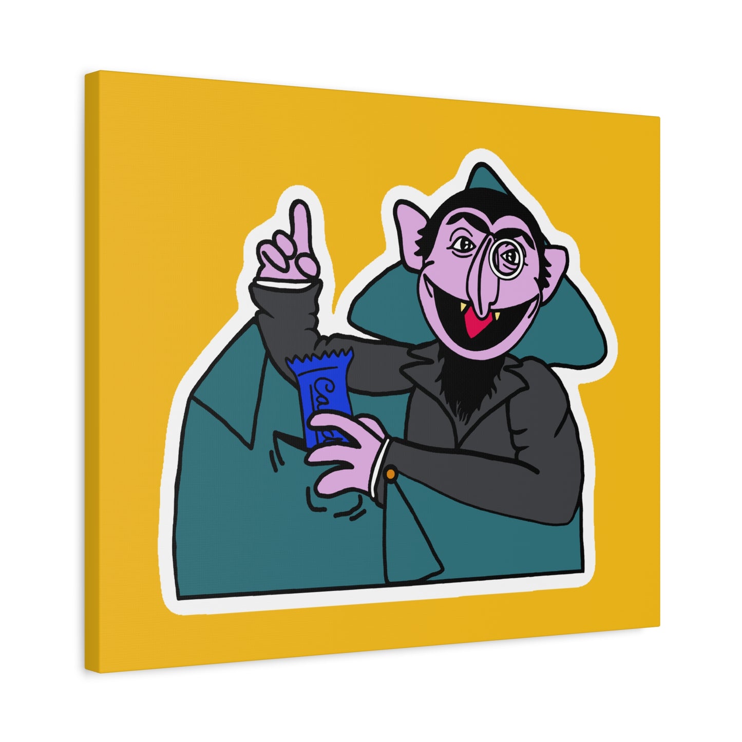 The Count Stealing Candy Canvas Print Yellow - Sesame Street The Count Parody Art