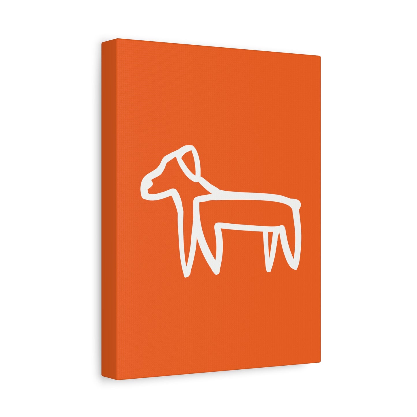 Dog Canvas Print on Orange (Transparent Style White Dog) - Dog Art Print