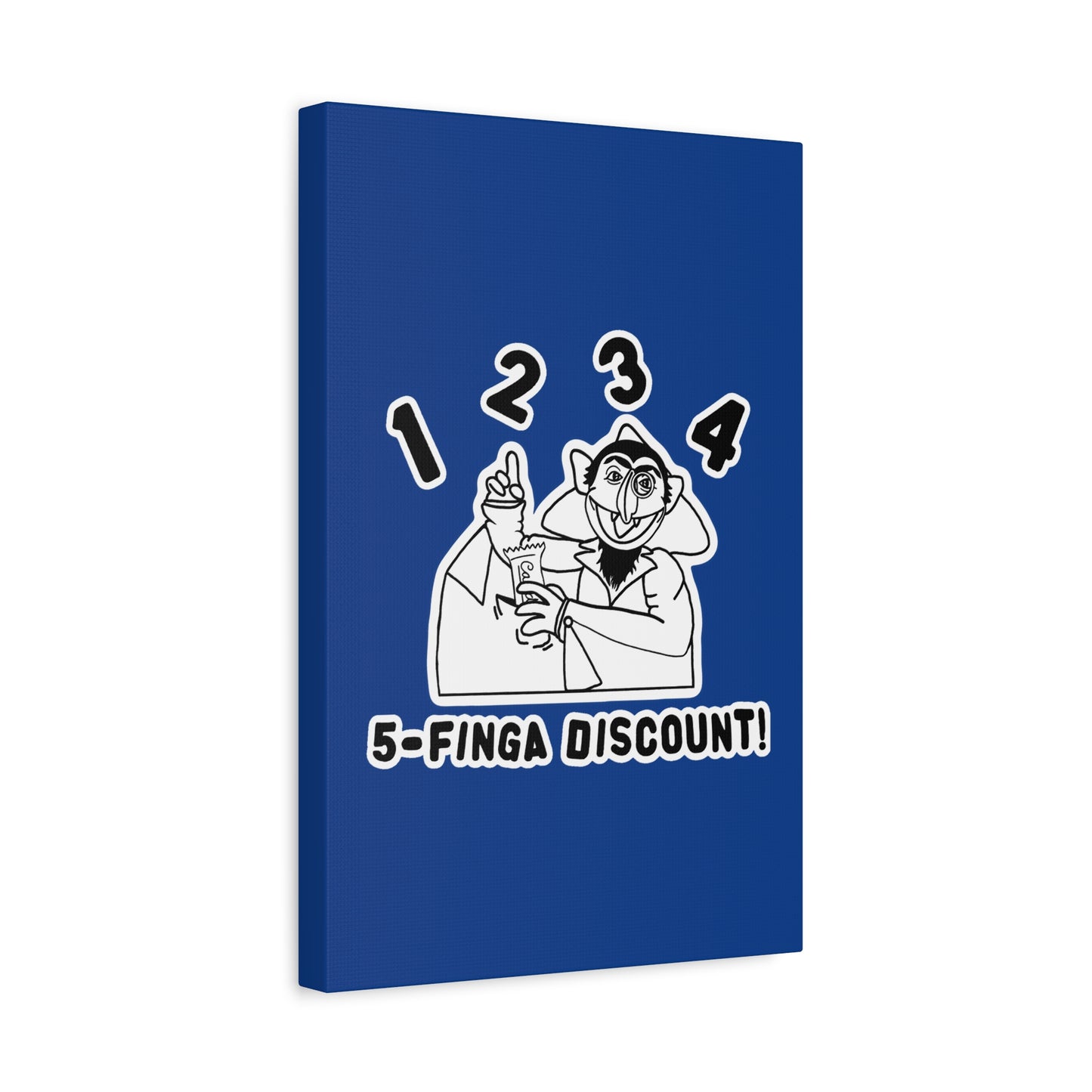 Five Finger Discount Outline Canvas Print Dark Blue - Sesame Street The Count Parody Art Print