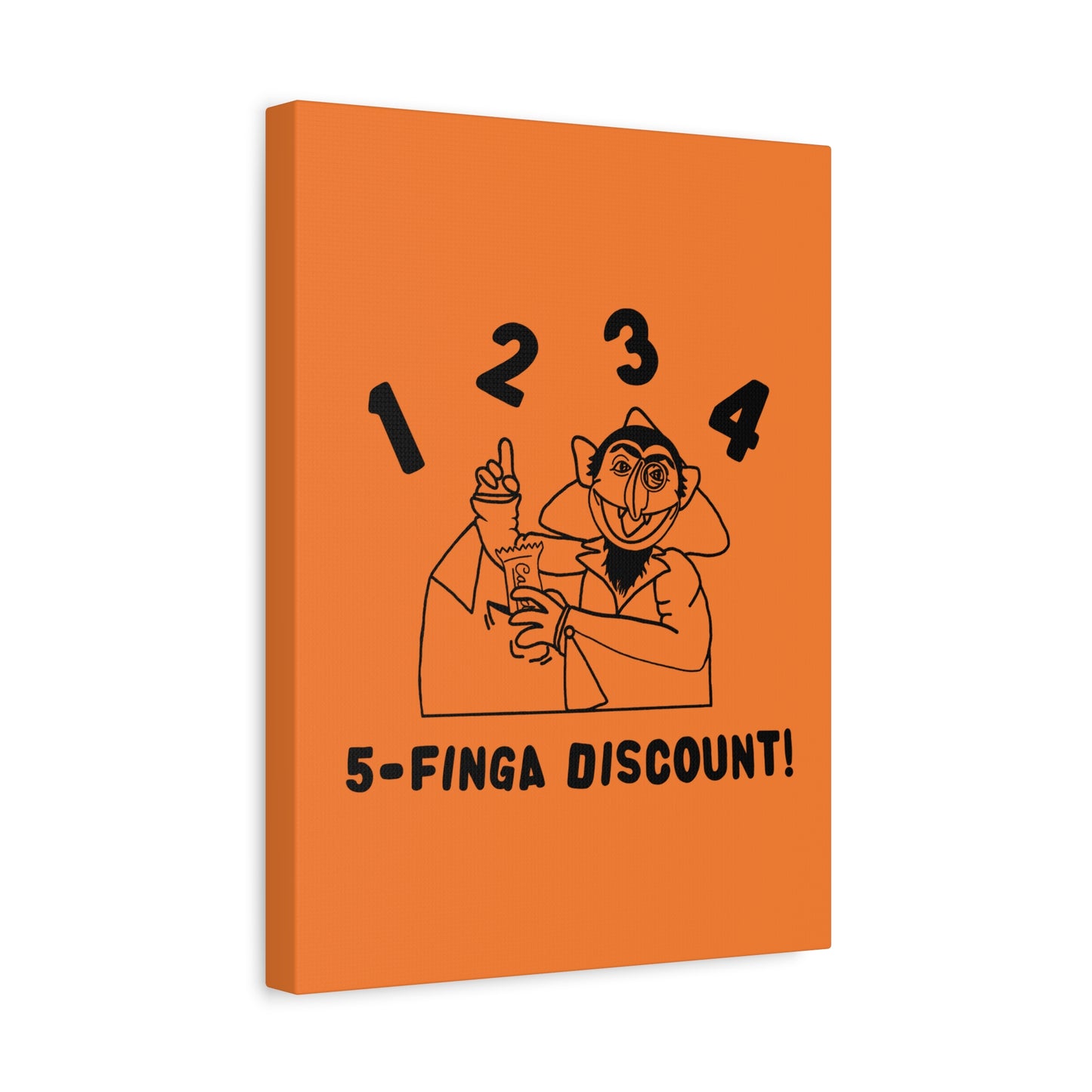Five Finger Discount Outline Canvas Print Light Orange - Sesame Street The Count Parody Art Print