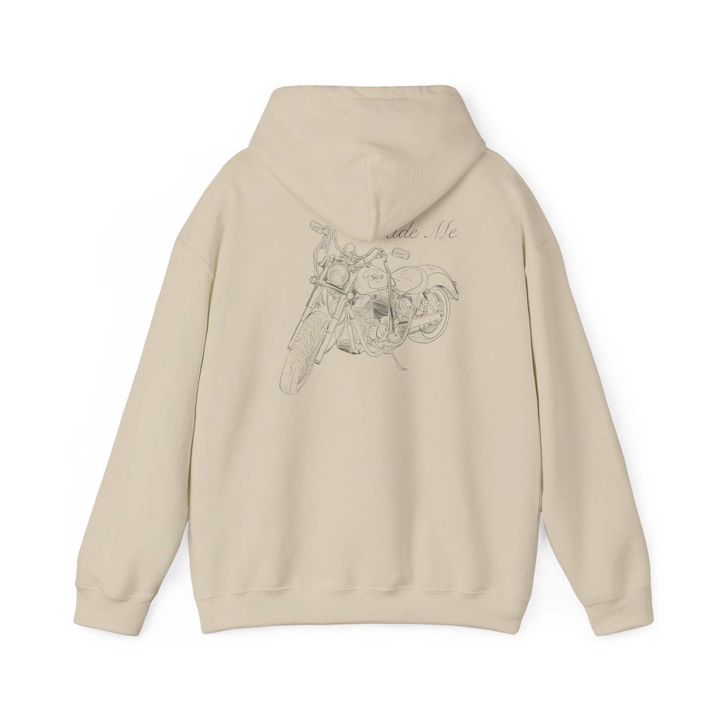 Ride Me Harley Motorcycle Drawing Hoodie Sweatshirt - Back Design