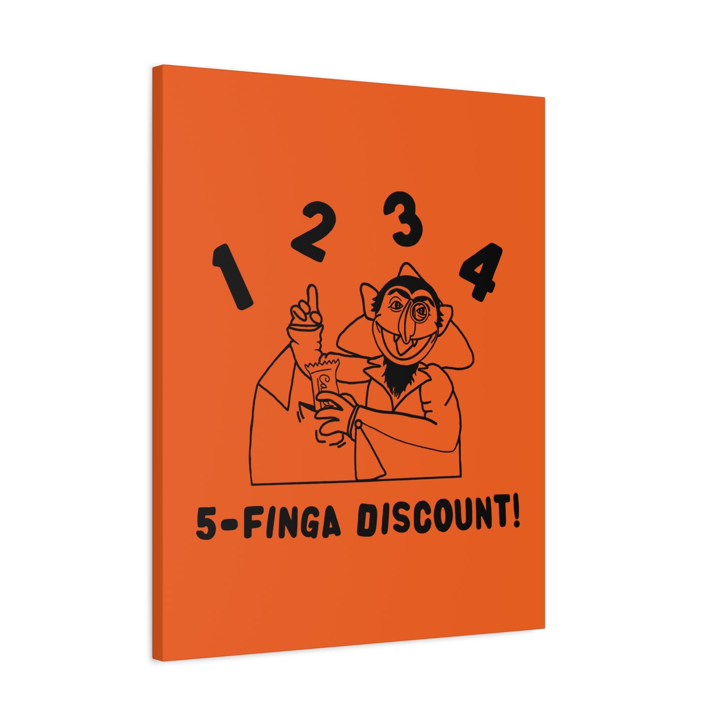 Five Finger Discount Outline Canvas Print Orange - Sesame Street The Count Parody Art Print