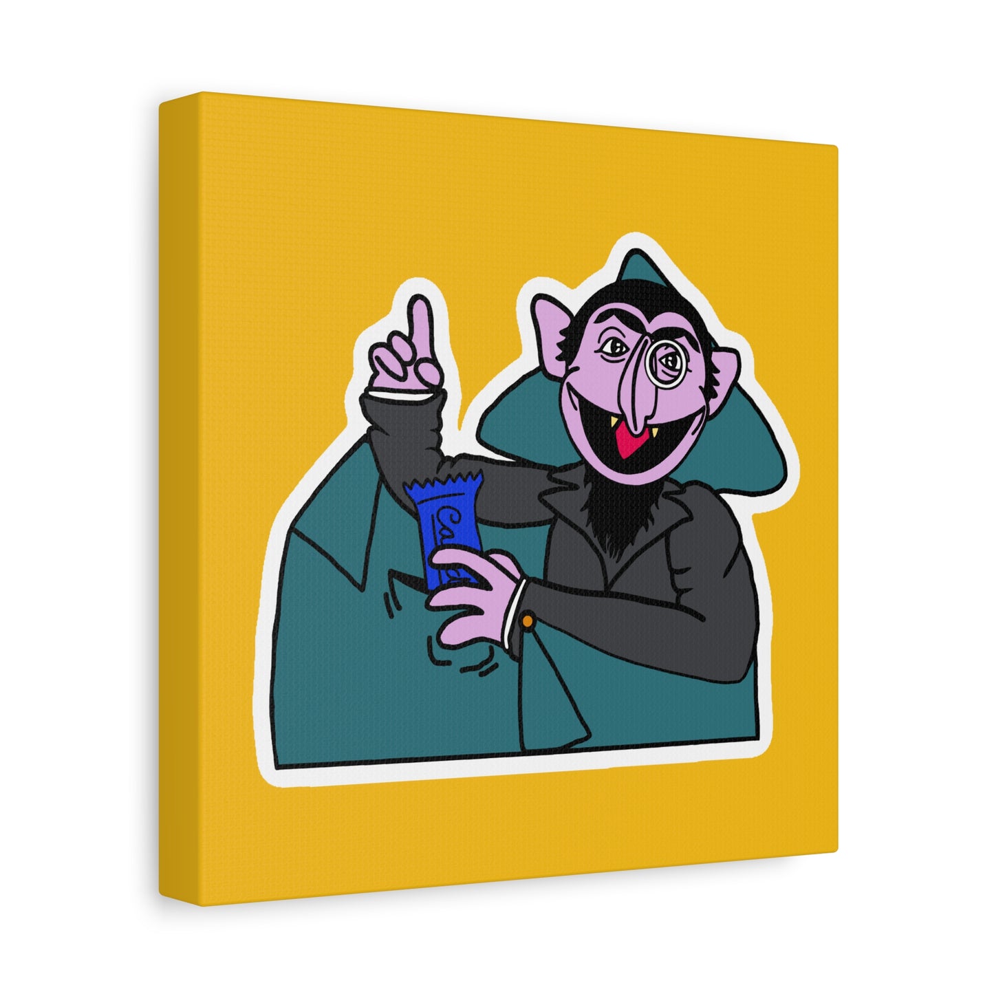 The Count Stealing Candy Canvas Print Yellow - Sesame Street The Count Parody Art