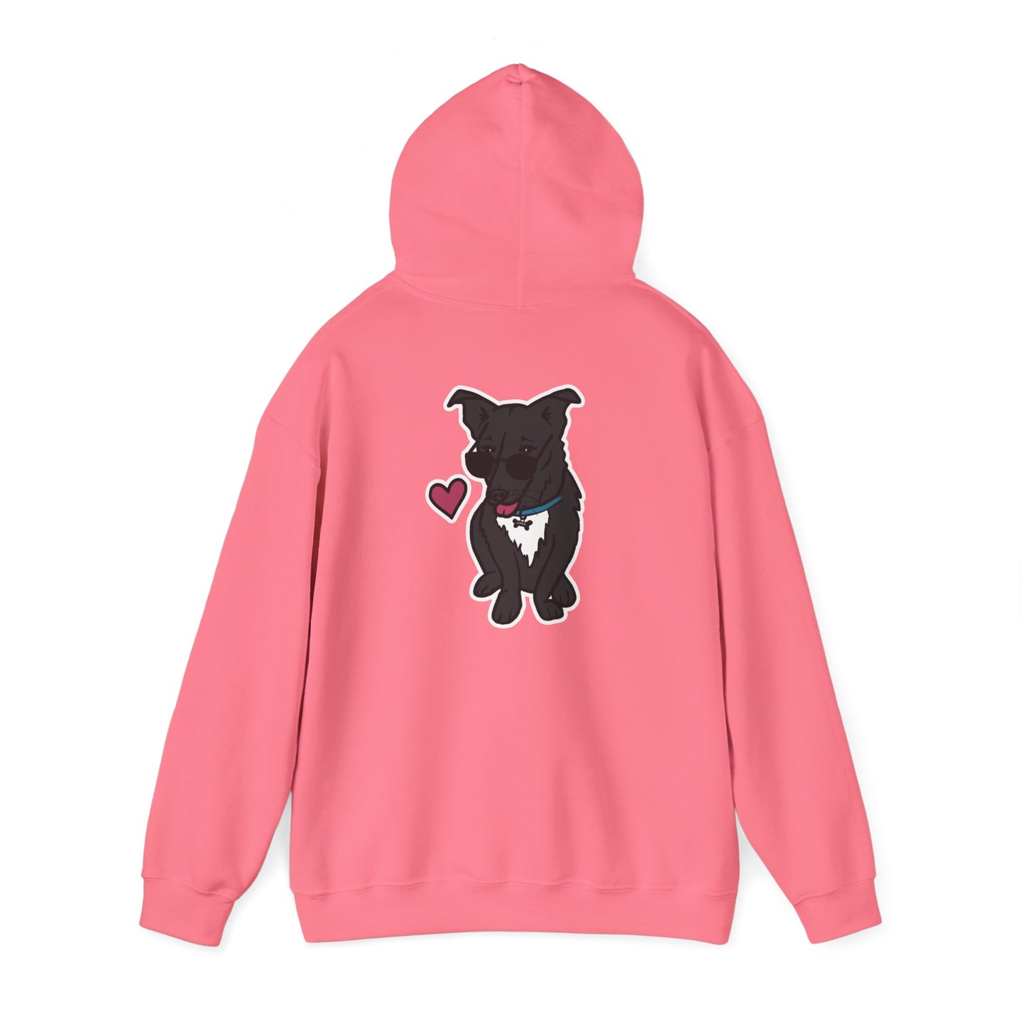 Nora the Dog Heart Hoodie Back Design (Sticker Style Nora) - Nora Hooded Sweatshirt