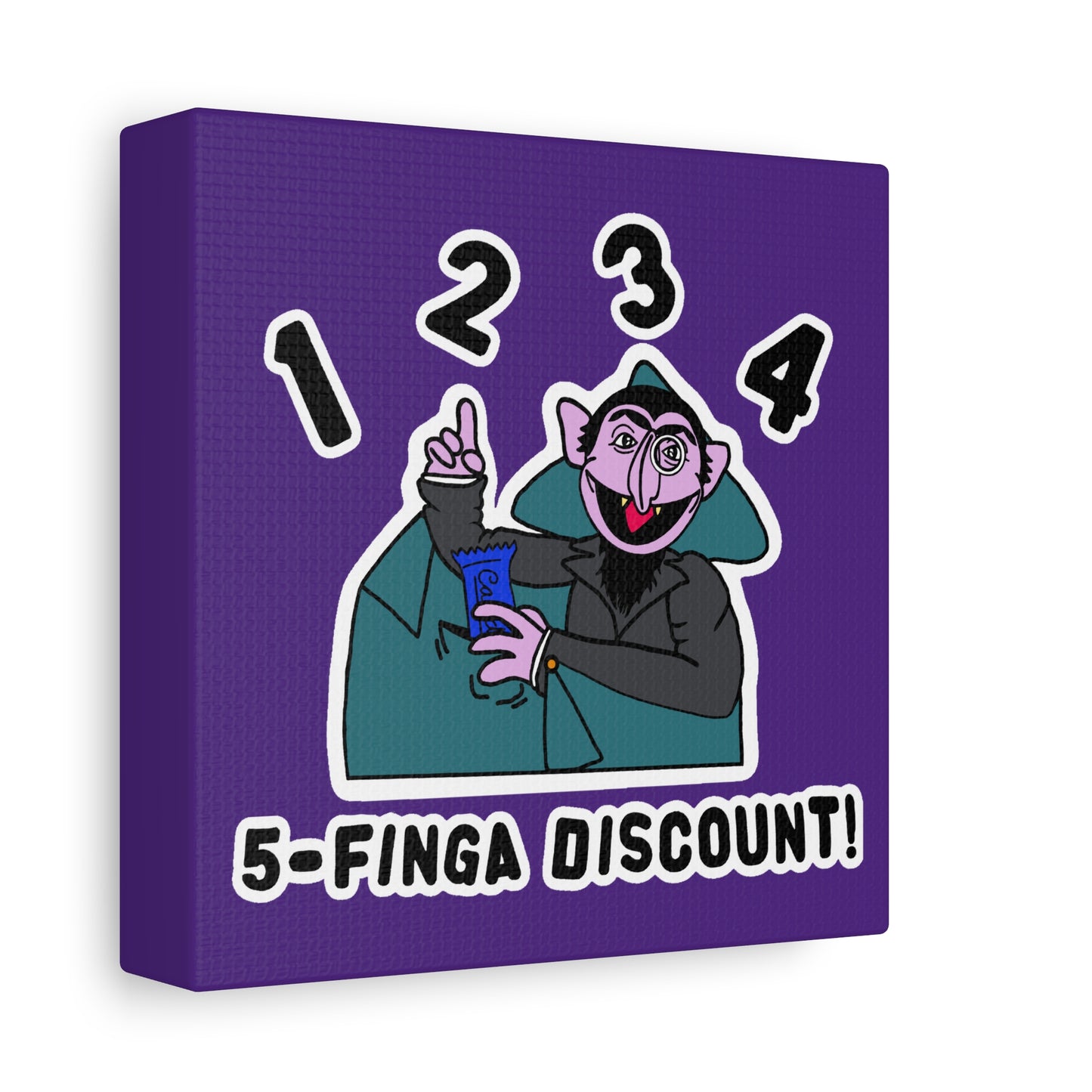 Five Finger Discount Canvas Print Light Purple - Sesame Street The Count Parody Art Print