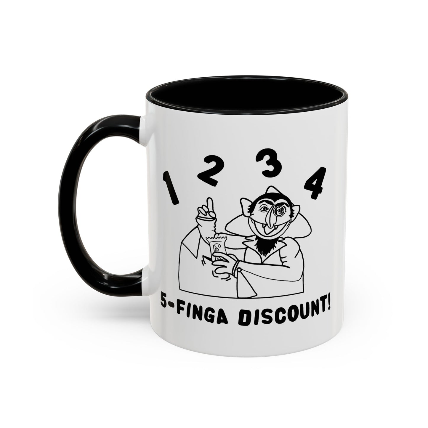 Five Finger Discount Outline Mug - Sesame Street The Count Parody Coffee Mug