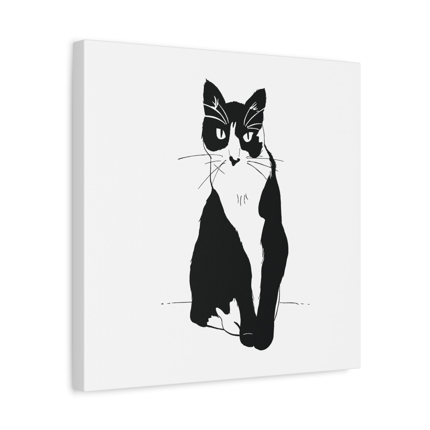 Cat Canvas Print on White (Transparent Style Cat) - Cat Drawing Art
