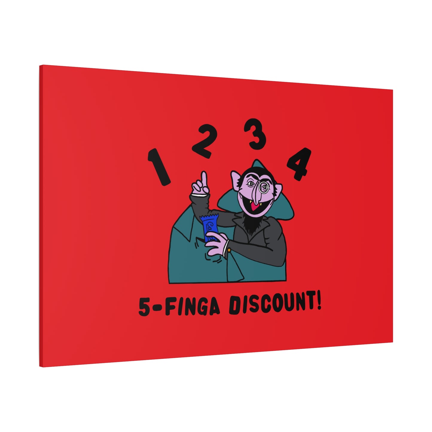 Five Finger Discount Canvas Print Red - Sesame Street The Count Parody Art Print
