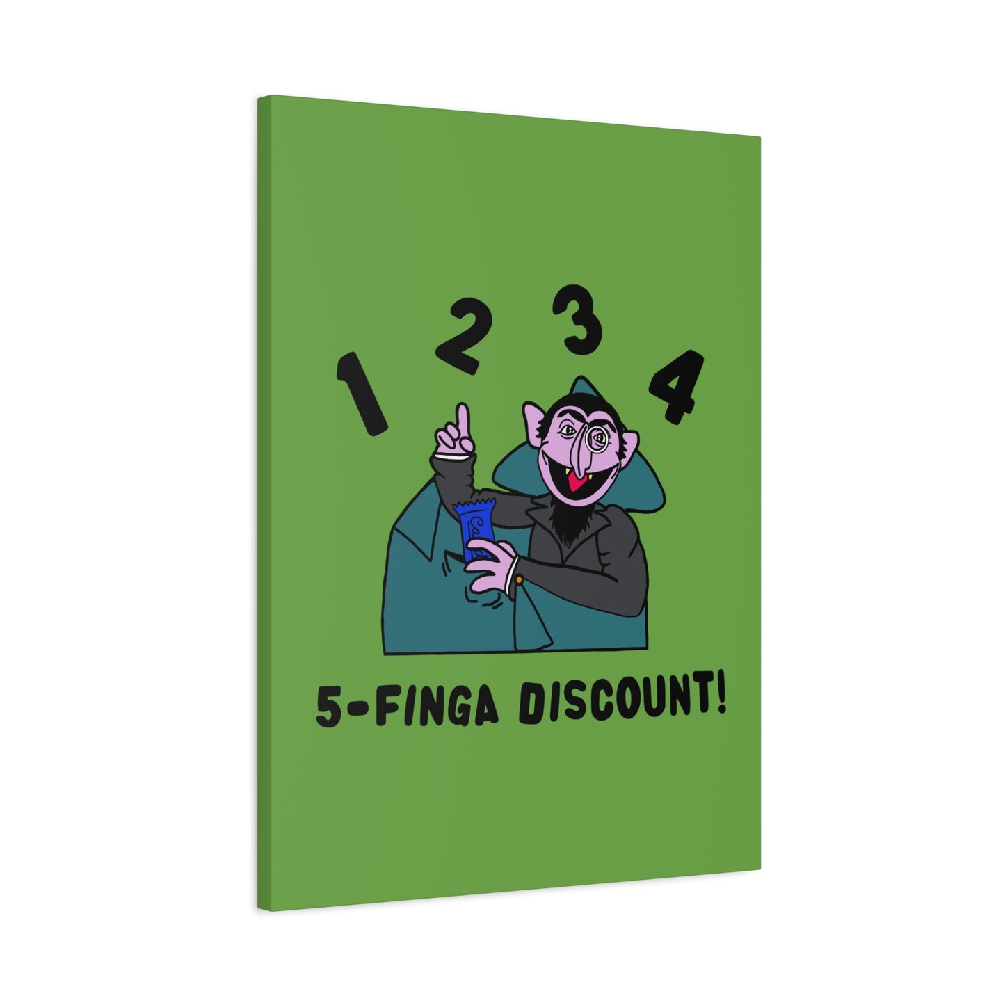Five Finger Discount Canvas Print Green - Sesame Street The Count Parody Art Print