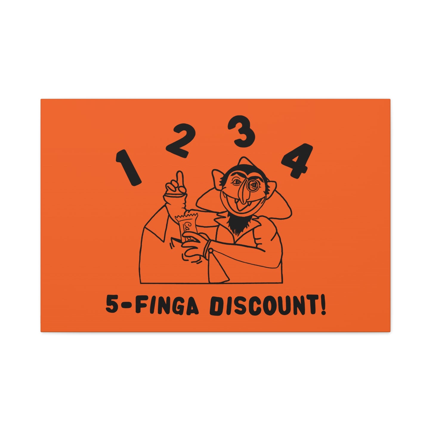 Five Finger Discount Outline Canvas Print Orange - Sesame Street The Count Parody Art Print