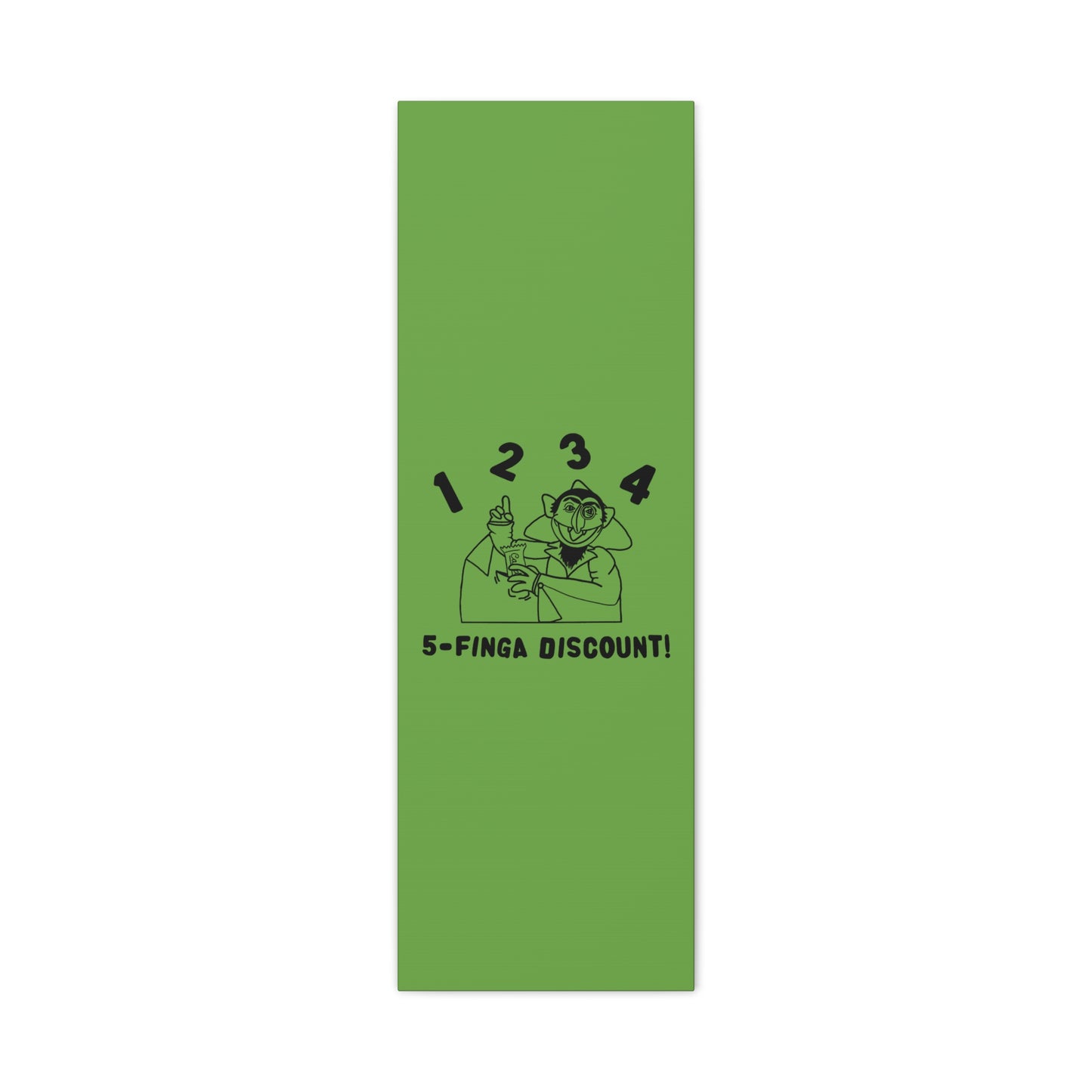 Five Finger Discount Outline Canvas Print Green - Sesame Street The Count Parody Art Print