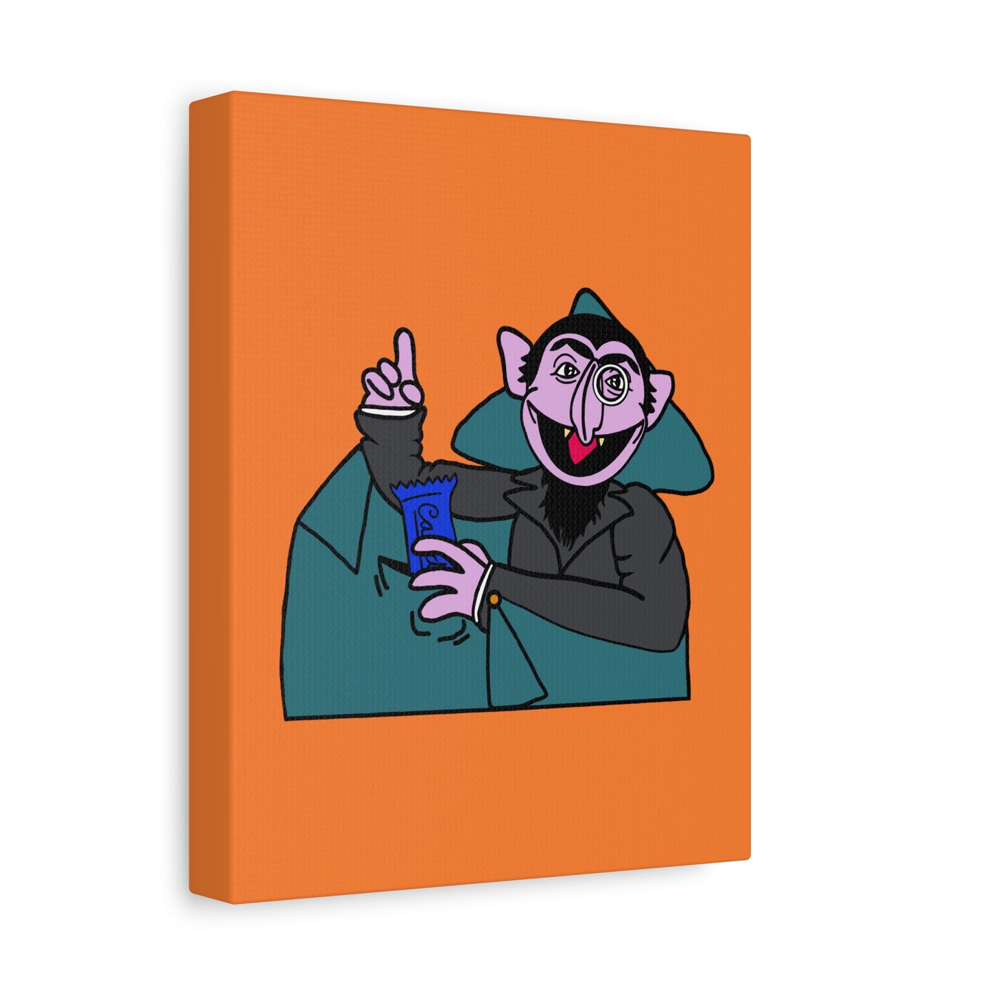 The Count Stealing Candy Canvas Print Orange - Sesame Street The Count Parody Art