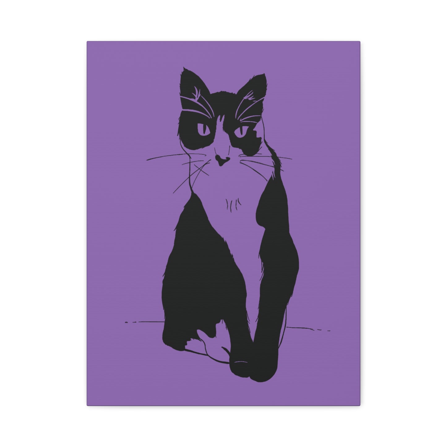 Cat Canvas Print on Purple (Transparent Style Cat) - Cat Drawing Art