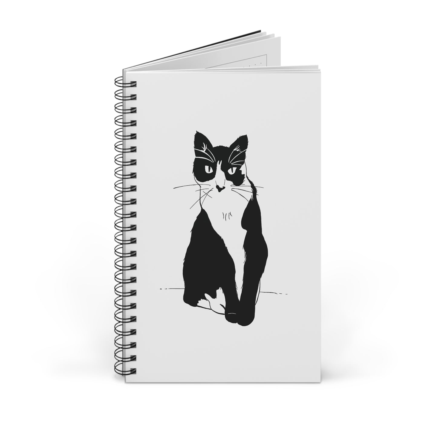 Cat Notebook in White (Transparent Style Cat) - Cat Drawing Spiral Notebook Journal